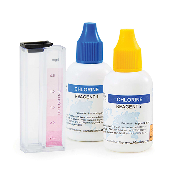 Test kit para la medición de cloro libre, intervalo de 0.0 a 2.5 mg/L. Modelo HI3831F
