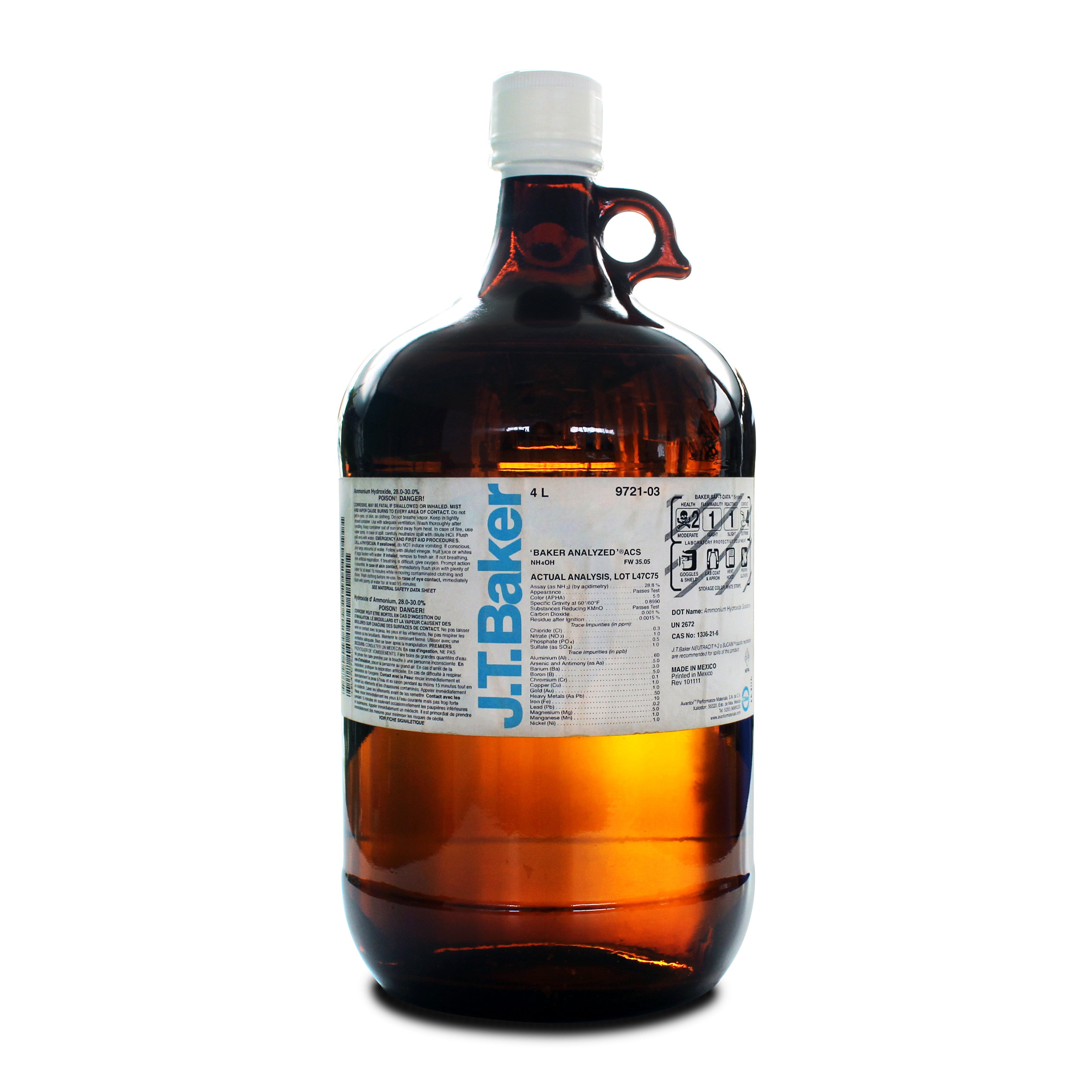 Alcohol isoamilico RA ACS. Modelo 9038-03