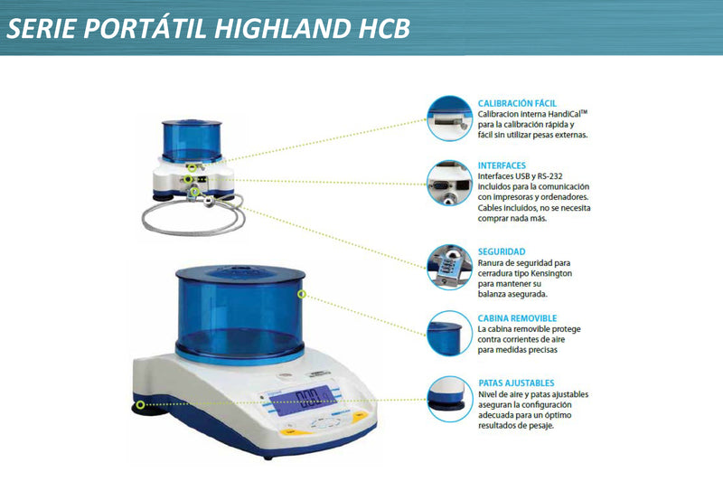 Balanza de precisión portátil Highland de 120 g. Modelo HCB 123