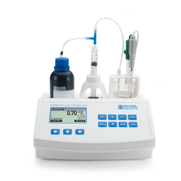 Minititulador para la medición de acidez titulable en jugo de fruta. Modelo HI84532-01